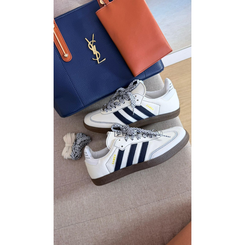 Samba branco com azul marinho