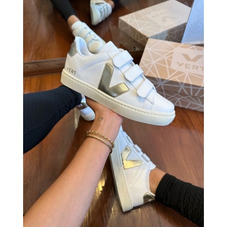 Vert branco e dourado velcro